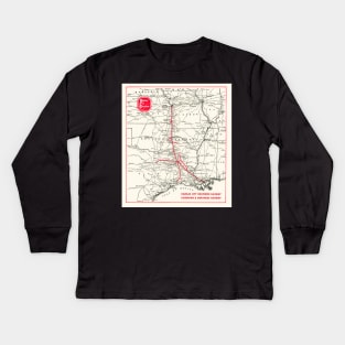 1953 Kansas City Southern Map Kids Long Sleeve T-Shirt